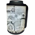 3dRose Andrea Haase Art Illustration - Mixed Media Collage Of Byron Bay Lighthouse With Sea Shells - Can Cooler Bottle Wrap (cc_268398)