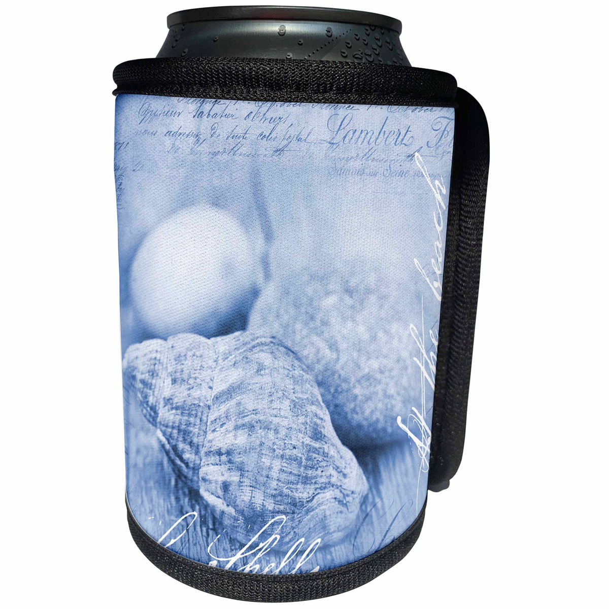 3dRose Andrea Haase Art Illustration - Illustration With Sea Shells And Typography - Can Cooler Bottle Wrap (cc_268399)