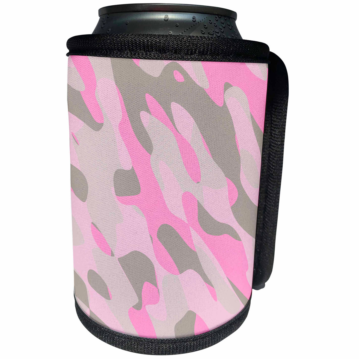 3dRose Andrea Haase Allover Pattern - Grey Pink Camouflage Pattern - Can Cooler Bottle Wrap (cc_268401)