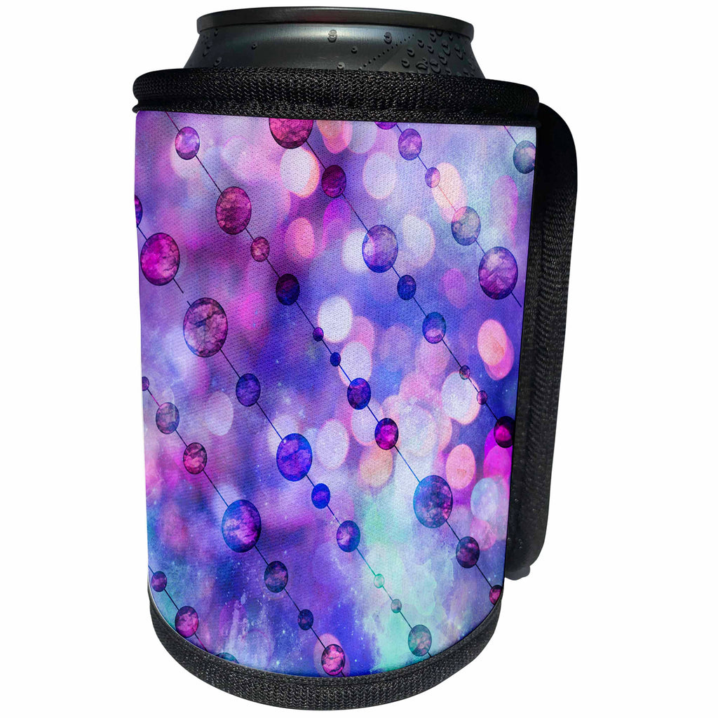 3dRose Andrea Haase Allover Pattern - Pattern Of Abstract Bokeh Light In Blue And Purple - Can Cooler Bottle Wrap (cc_268403)