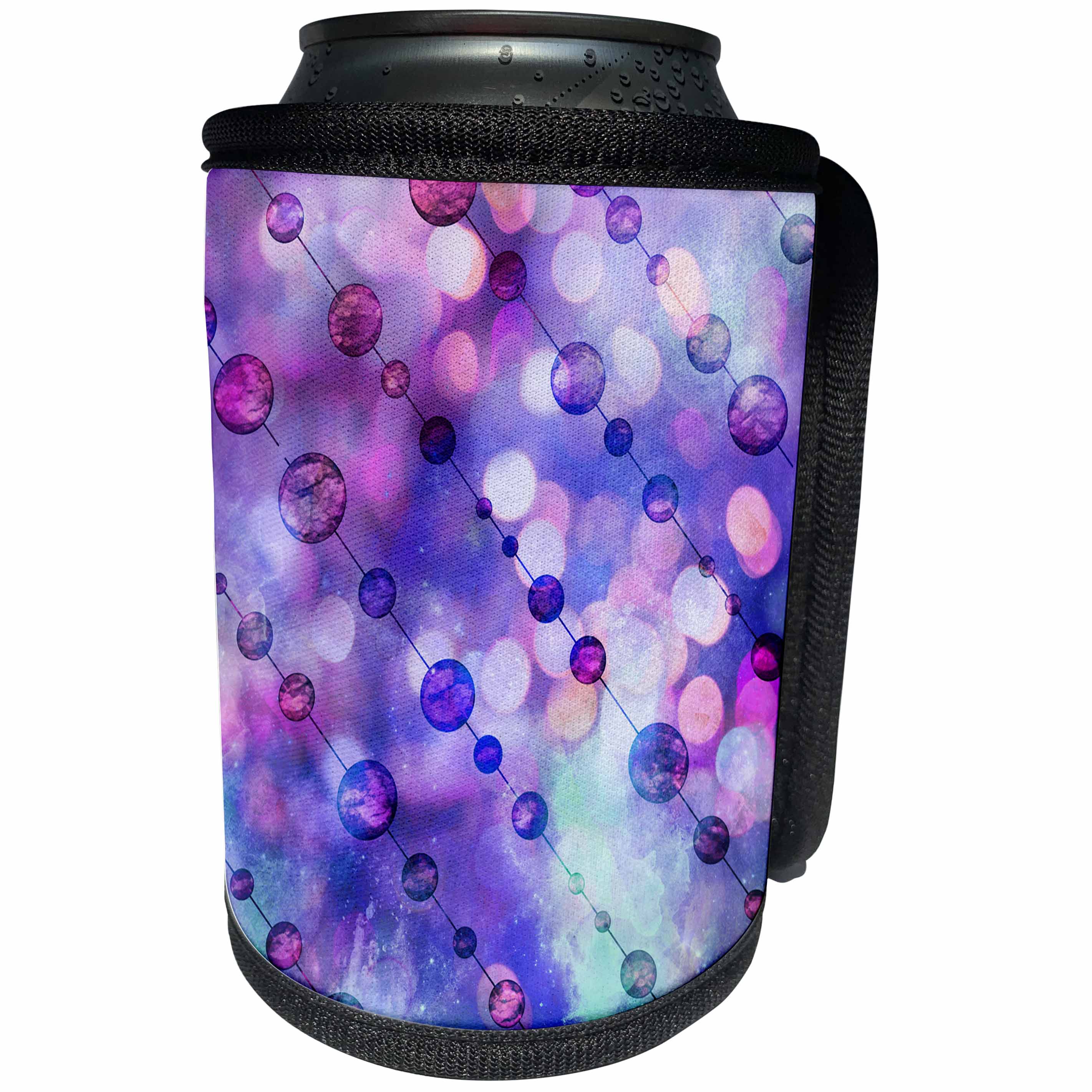 3dRose Andrea Haase Allover Pattern - Pattern Of Abstract Bokeh Light In Blue And Purple - Can Cooler Bottle Wrap (cc_268403)