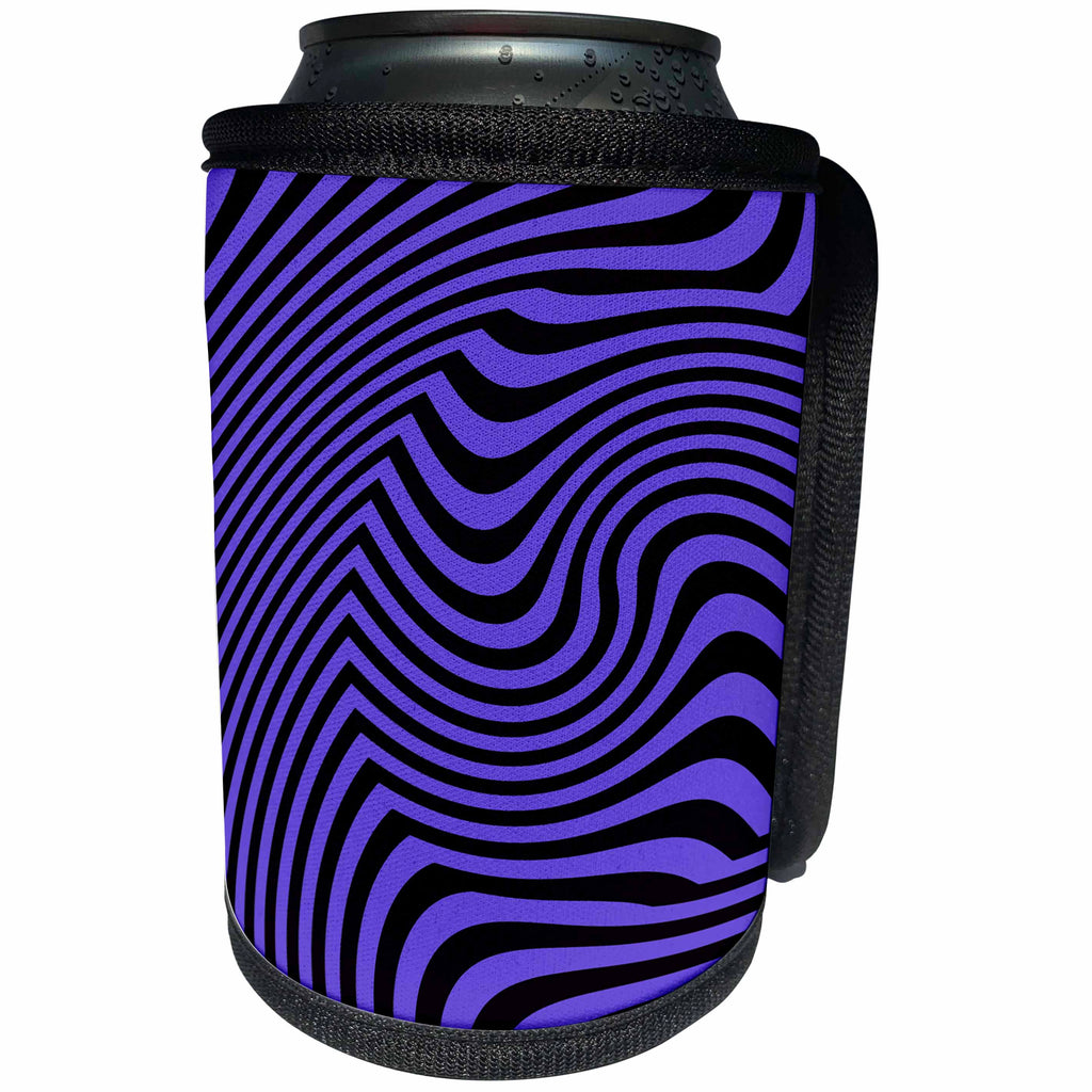 3dRose Andrea Haase Allover Pattern - Blue And Black Optical Illusion - Can Cooler Bottle Wrap (cc_268421)