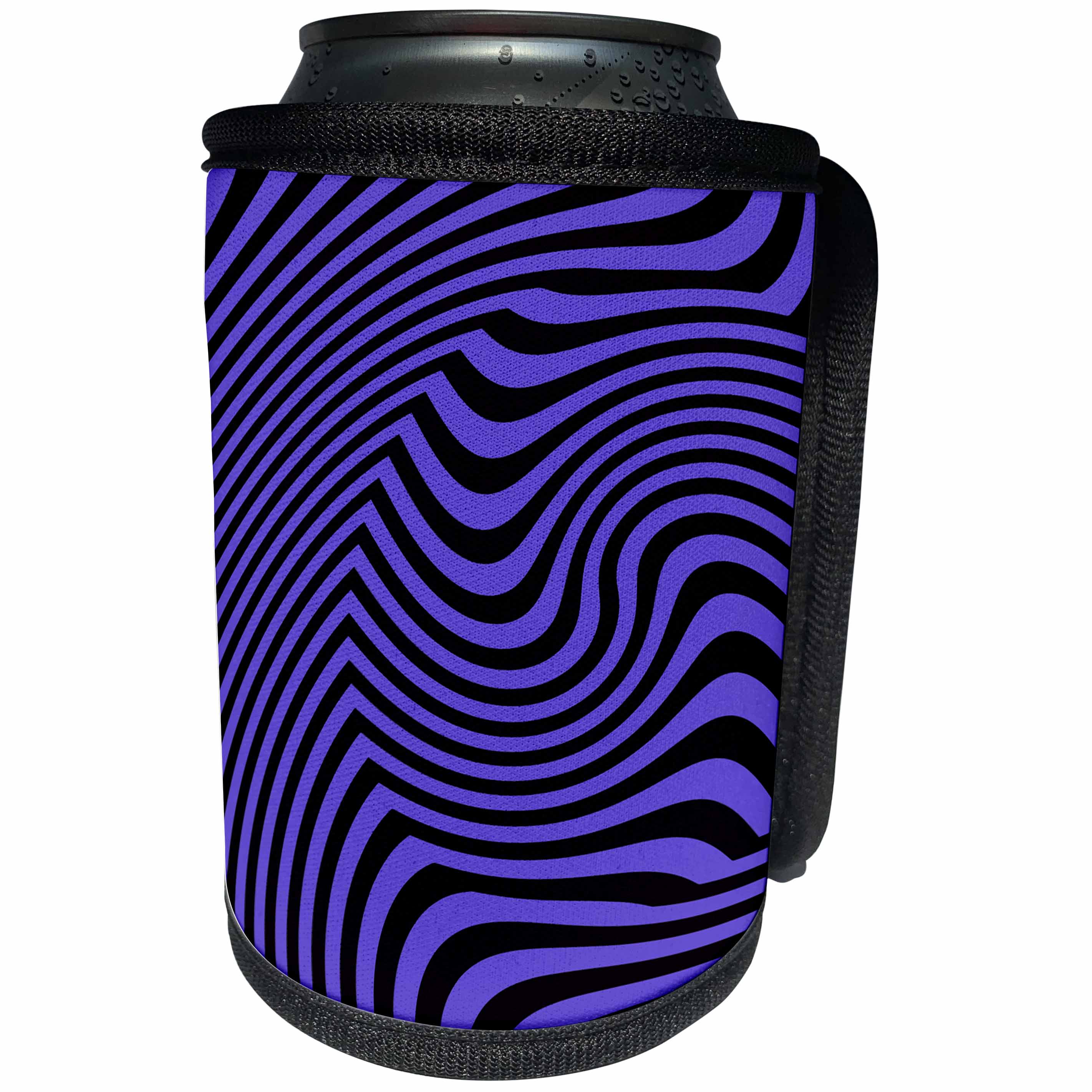 3dRose Andrea Haase Allover Pattern - Blue And Black Optical Illusion - Can Cooler Bottle Wrap (cc_268421)