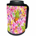 3dRose Andrea Haase Allover Pattern - Exotic Watercolor Pattern With Flowers And Pineapple - Can Cooler Bottle Wrap (cc_268425)