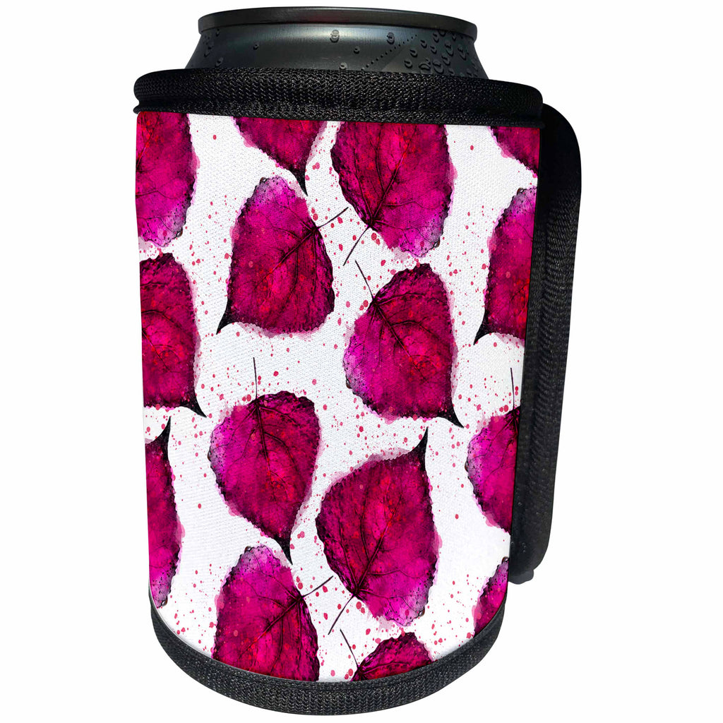 3dRose Andrea Haase Allover Pattern - Watercolor Autumn Leaf Pattern Illustration - Can Cooler Bottle Wrap (cc_268427)