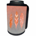 3dRose Andrea Haase Art Illustration - Watercolor Feather Illustration Apricot Color On Grey - Can Cooler Bottle Wrap (cc_268443)