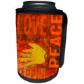 3dRose Andrea Haase Art Illustration - Ethnic Style Painting With Hand Symbols And Words Love Peace Joy - Can Cooler Bottle Wrap (cc_268450)