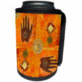 3dRose Andrea Haase Art Illustration - Ethnic Style Painting With Hand Symbols - Can Cooler Bottle Wrap (cc_268455)