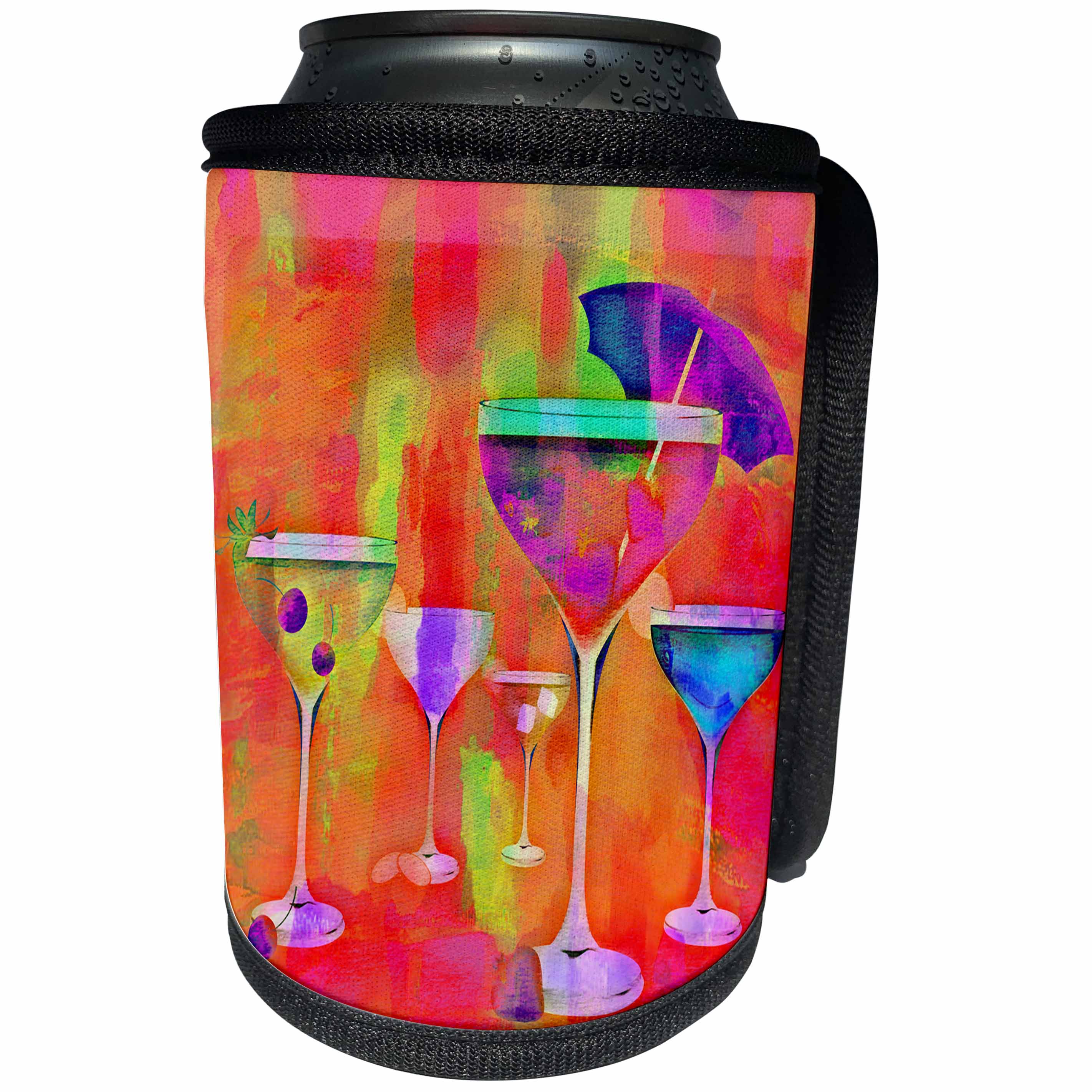 3dRose Andrea Haase Art Illustration - Colorful Illustration Of Fancy Drinks - Can Cooler Bottle Wrap (cc_268458)