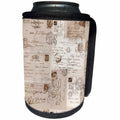 3dRose Andrea Haase Art Illustration - Collage Of Old Letters And Postcards Sepia Color - Can Cooler Bottle Wrap (cc_268466)