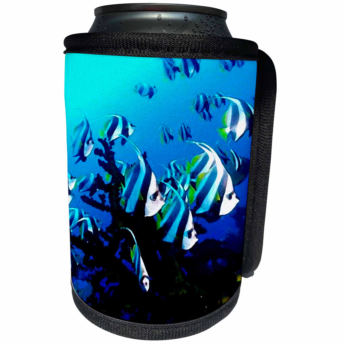 3dRose Ocean Life - Deep Blue Sea Life Creatures - Can Cooler Bottle Wrap (cc_26847)
