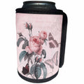 3dRose Andrea Haase Art Illustration - Vintage Rose Illustration With Butterfly - Can Cooler Bottle Wrap (cc_268470)