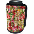 3dRose Andrea Haase Art Illustration - Vintage Flower Pattern With Bird Cage - Can Cooler Bottle Wrap (cc_268477)