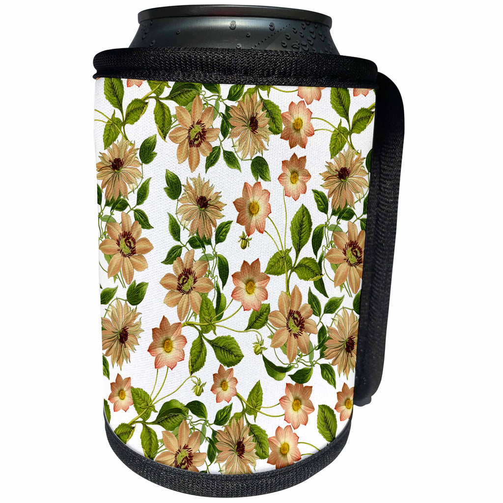 3dRose Andrea Haase Art Illustration - Nostalgic Flower Pattern - Can Cooler Bottle Wrap (cc_268481)