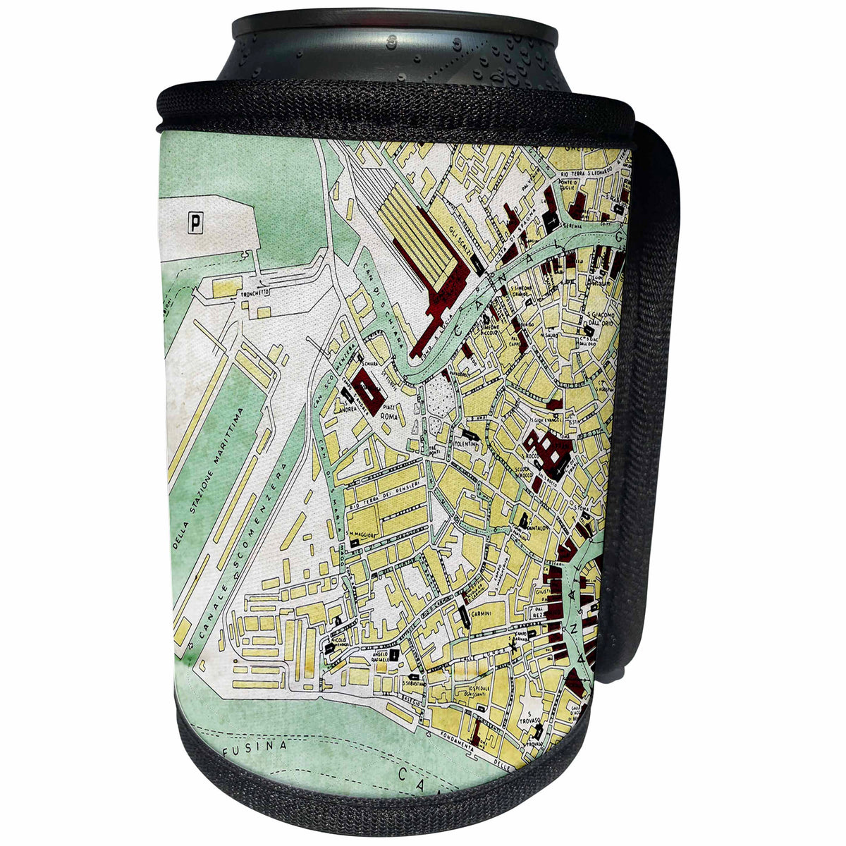 3dRose Andrea Haase Art Illustration - Vintage Map Of Venice In Italy - Can Cooler Bottle Wrap (cc_268482)