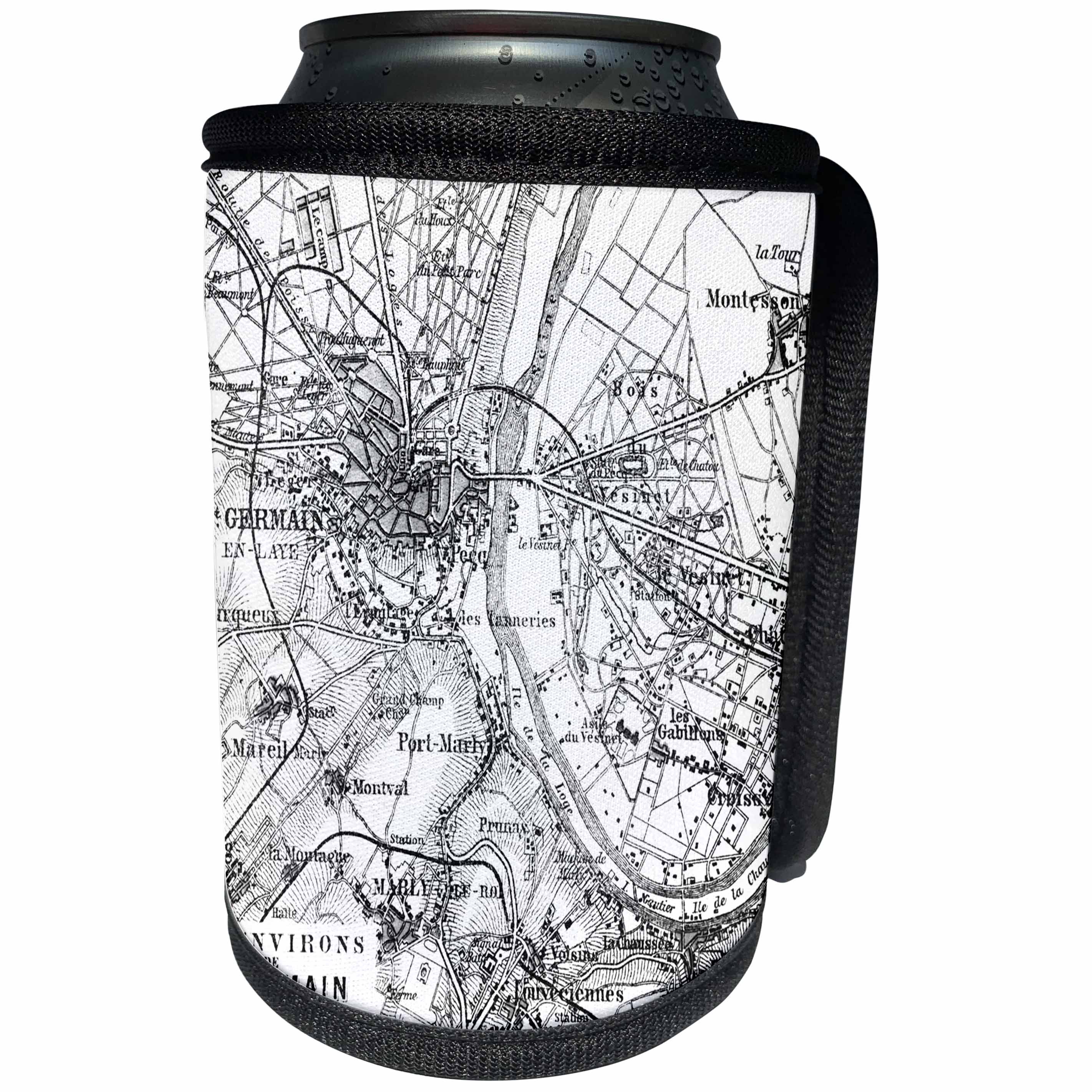3dRose Andrea Haase Art Illustration - Vintage Map Of Paris In France - Can Cooler Bottle Wrap (cc_268484)