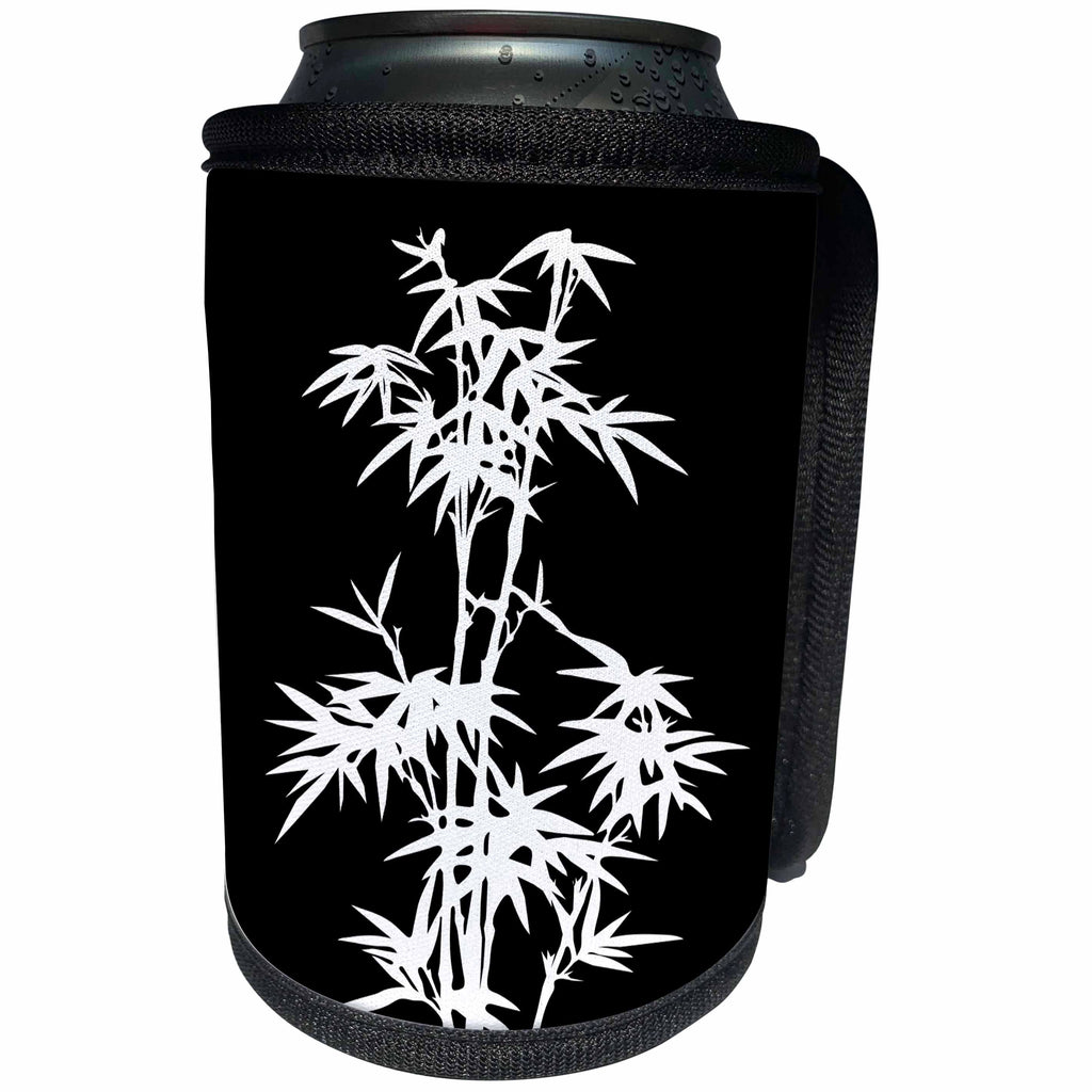 3dRose Andrea Haase Graphic Art - Black and White Bamboo Graphic - Can Cooler Bottle Wrap (cc_268492)