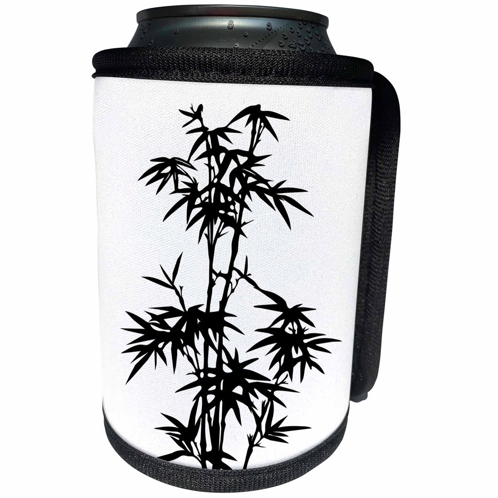 3dRose Andrea Haase Graphic Art - Black and White Bamboo Graphic - Can Cooler Bottle Wrap (cc_268493)
