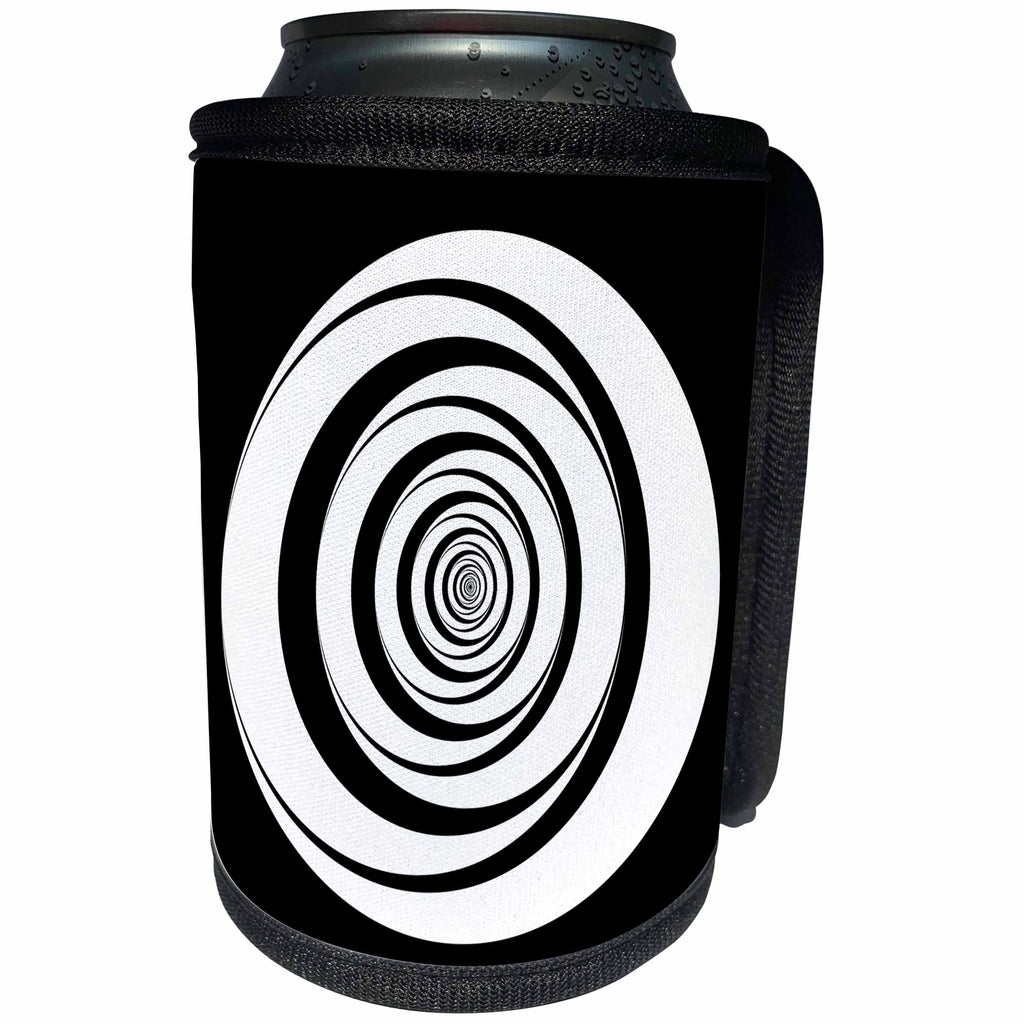 3dRose Andrea Haase Graphic Art - Black and White Circle Graphic Optical Illusion - Can Cooler Bottle Wrap (cc_268497)
