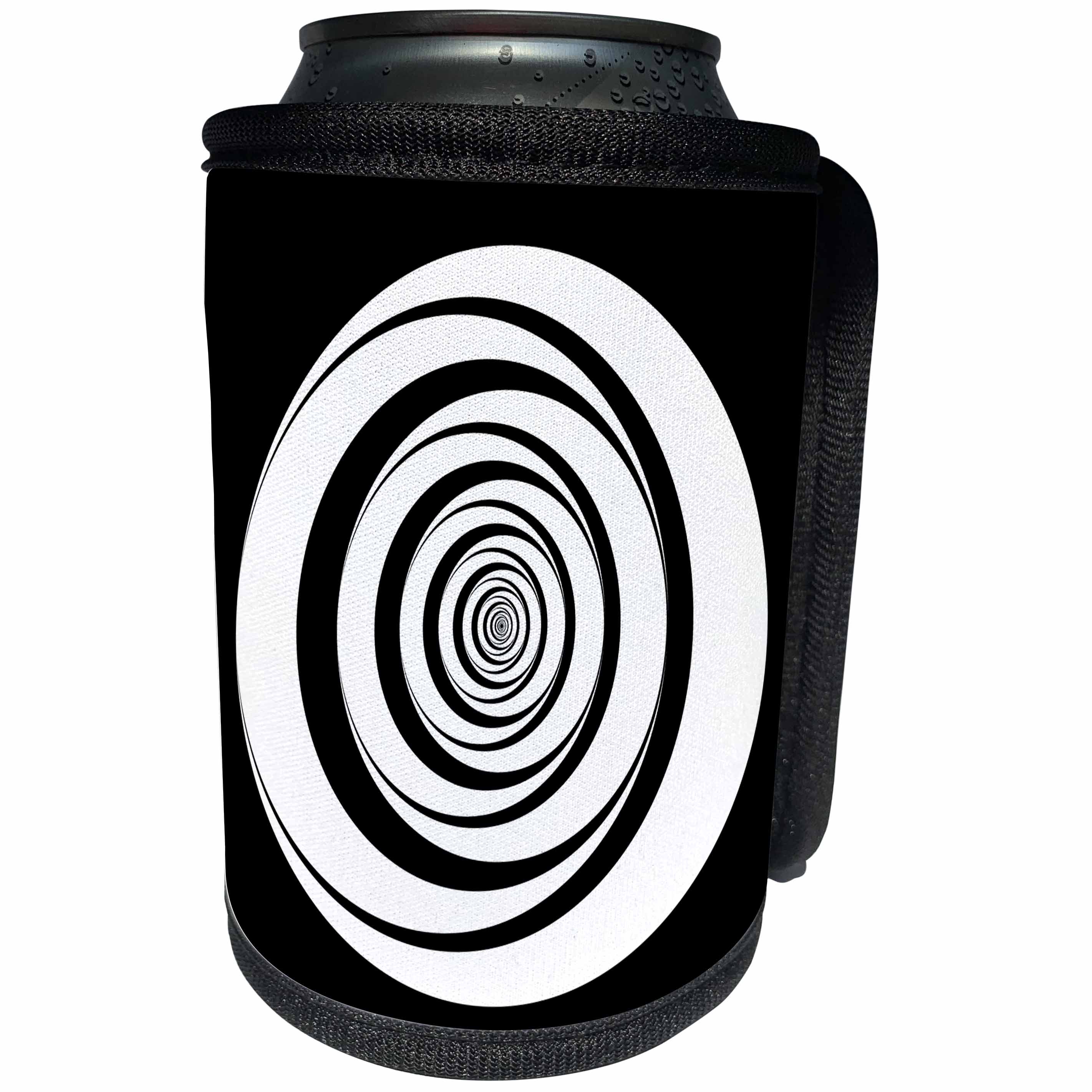 3dRose Andrea Haase Graphic Art - Black and White Circle Graphic Optical Illusion - Can Cooler Bottle Wrap (cc_268497)