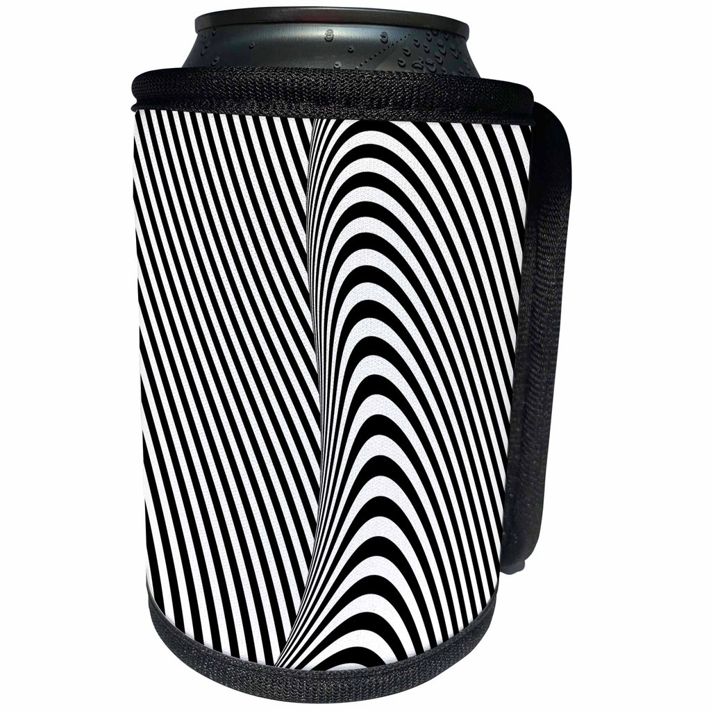 3dRose Andrea Haase Graphic Art - Black and White Graphic Optical Wave Illusion - Can Cooler Bottle Wrap (cc_268498)
