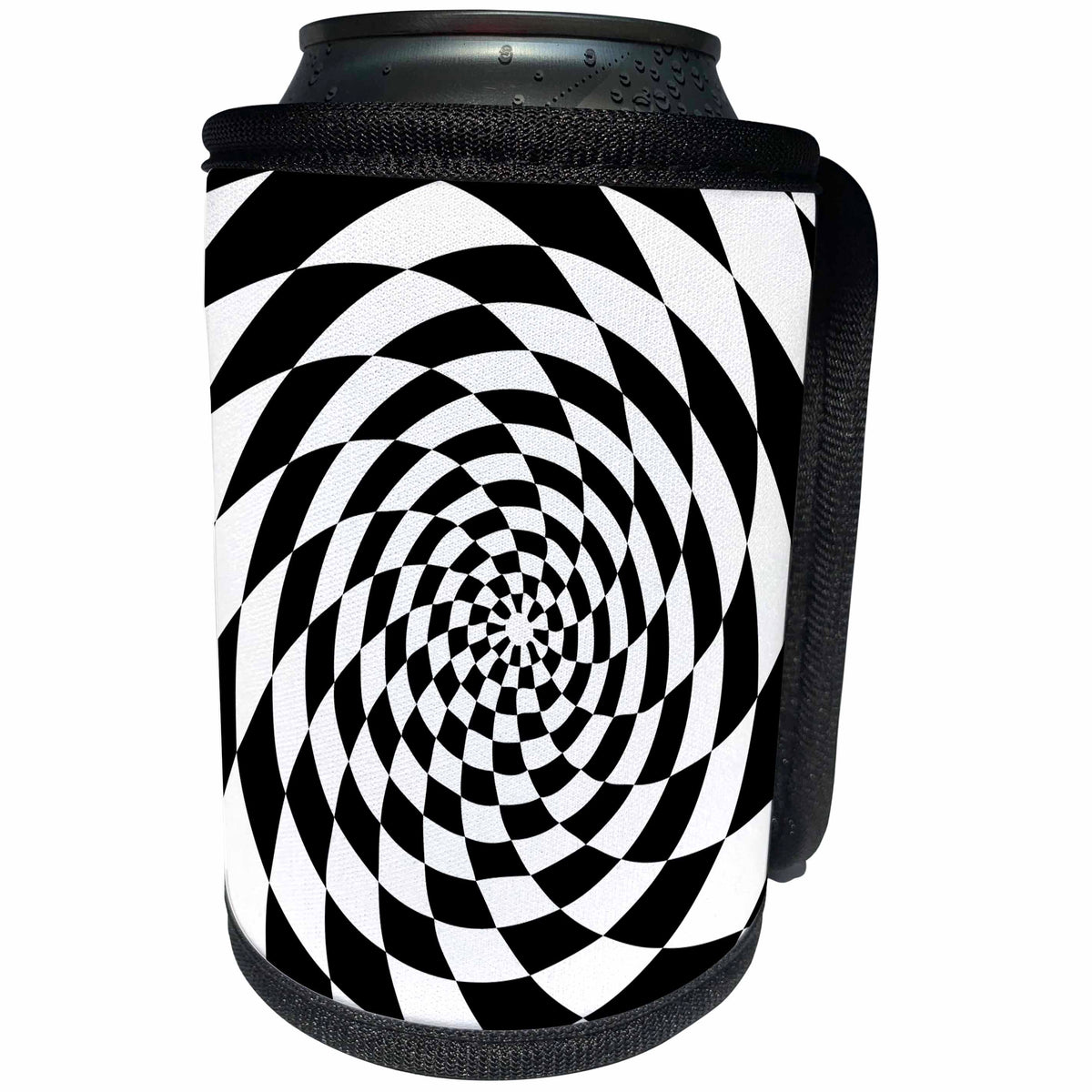 3dRose Andrea Haase Graphic Art - Black and White Graphic Optical Illusion Square Spiral - Can Cooler Bottle Wrap (cc_268501)