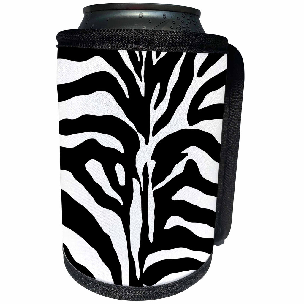 3dRose Andrea Haase Graphic Art - Black and White Graphic Zebra Stripes - Can Cooler Bottle Wrap (cc_268503)