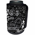 3dRose Andrea Haase Graphic Art - Black and White Christmas Typography - Can Cooler Bottle Wrap (cc_268515)