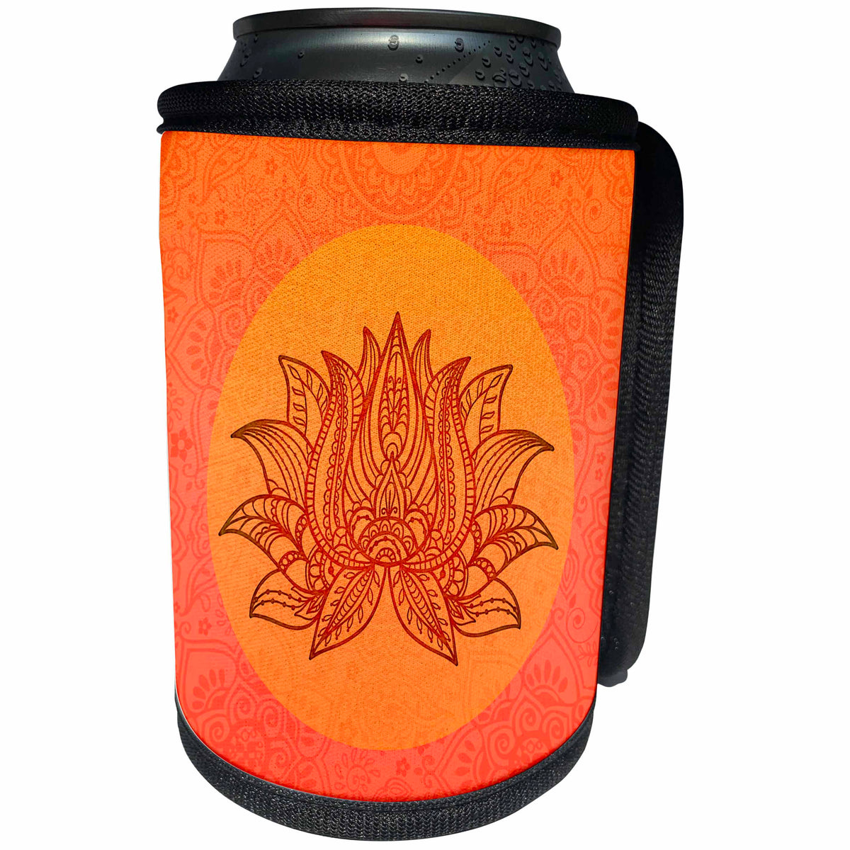 3dRose Andrea Haase Art Illustration - Illustration Of Lotus flower Symbol in Orange - Can Cooler Bottle Wrap (cc_268517)