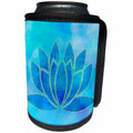 3dRose Andrea Haase Art Illustration - Watercolor Illustration Of Lotus flower Symbol In Blue - Can Cooler Bottle Wrap (cc_268519)