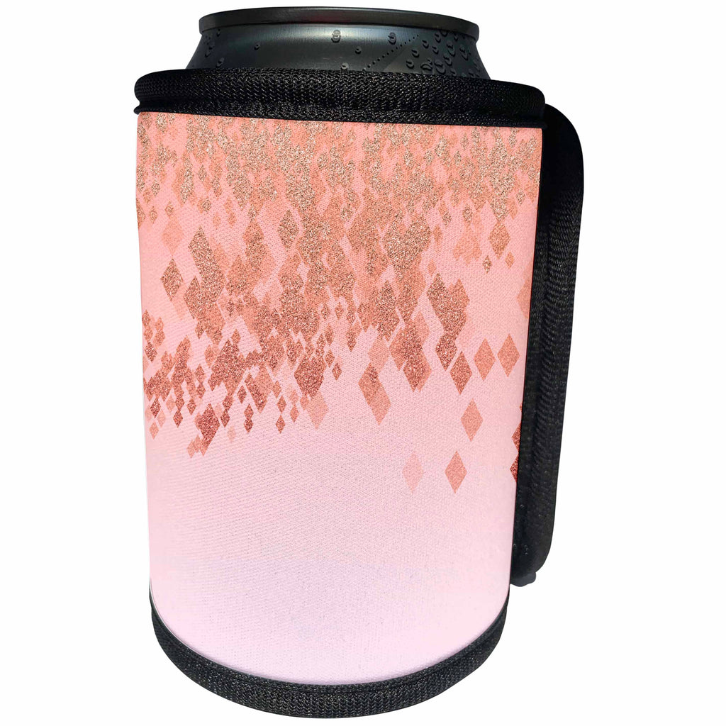 3dRose Andrea Haase Art Illustration - Pink Glitter Particles on Soft Pastel Background - Can Cooler Bottle Wrap (cc_268525)