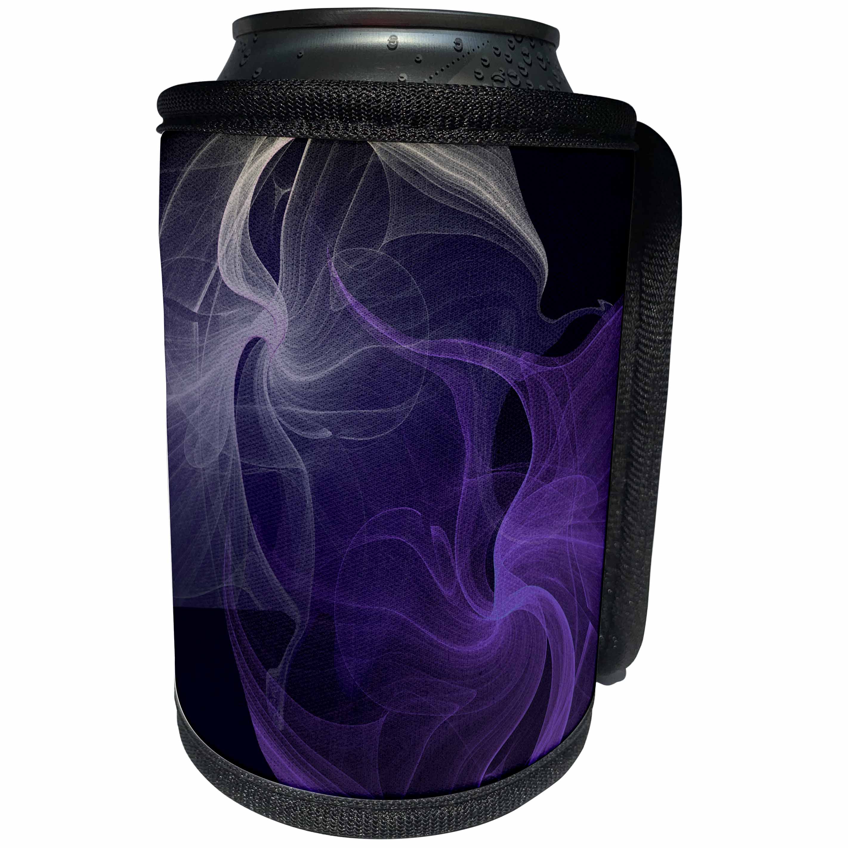 3dRose Andrea Haase Art Illustration - Abstract Fractal Design In Purple And Black - Can Cooler Bottle Wrap (cc_268532)