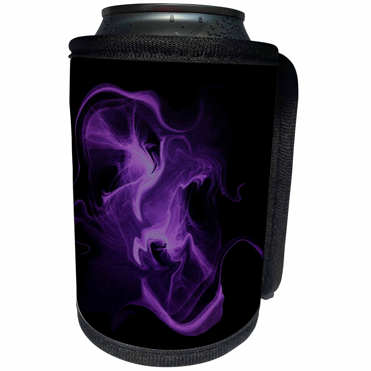 3dRose Andrea Haase Art Illustration - Abstract Fractal Design In Purple And Black - Can Cooler Bottle Wrap (cc_268535)