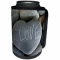 3dRose Andrea Haase Still Life Photography - Grey Heart Shaped Pebble With Handwritten Word Love On It - Can Cooler Bottle Wrap (cc_268537)