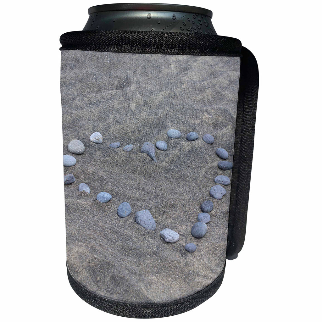 3dRose Andrea Haase Still Life Photography - Heart Made Of Pebble On The Beach - Can Cooler Bottle Wrap (cc_268539)