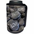 3dRose Andrea Haase Still Life Photography - Black Pebble With Engraved Words Love Faith Hope - Can Cooler Bottle Wrap (cc_268540)
