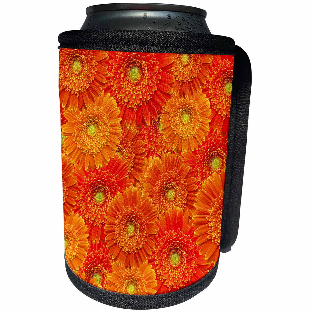 3dRose Andrea Haase Nature Photography - Orange Gerbera Flower Photography Allover Pattern - Can Cooler Bottle Wrap (cc_268552)
