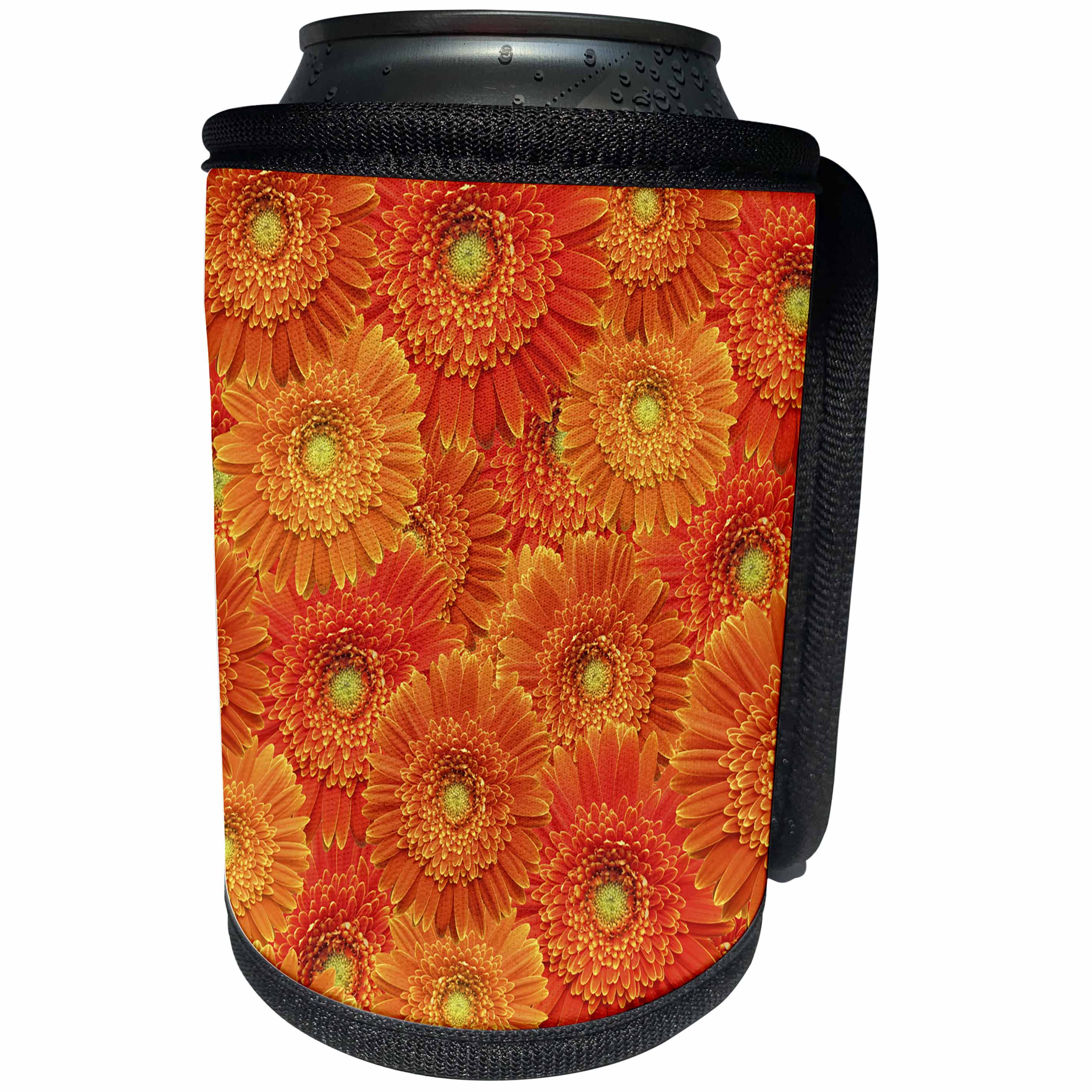 3dRose Andrea Haase Nature Photography - Orange Gerbera Flower Photography Allover Pattern - Can Cooler Bottle Wrap (cc_268552)