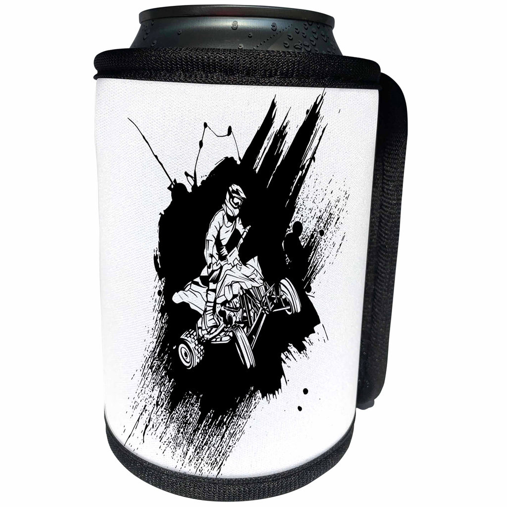 3dRose Carsten Reisinger - Illustrations - ATV Rider Quad Bike Color Splatter Splat - Can Cooler Bottle Wrap (cc_268564)