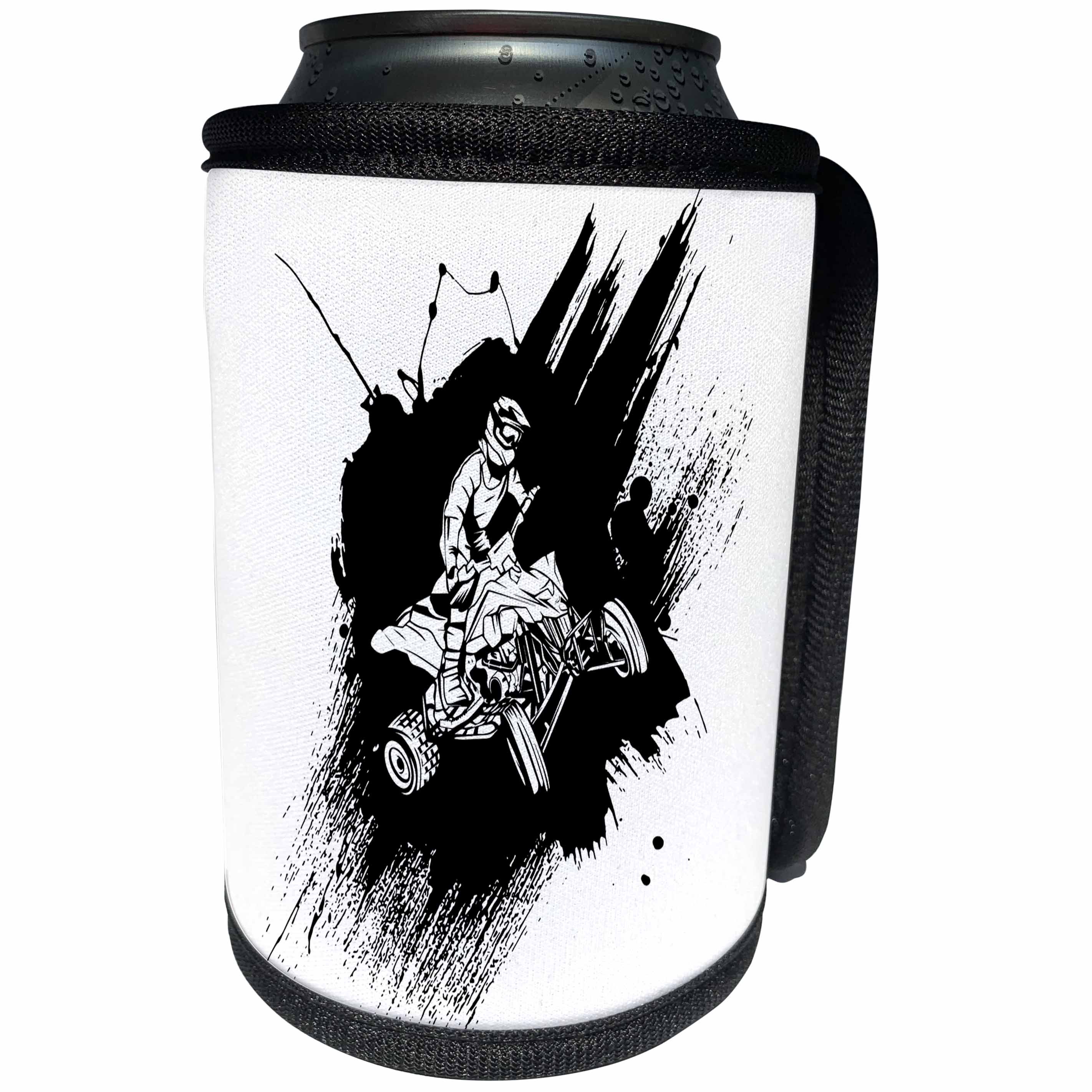 3dRose Carsten Reisinger - Illustrations - ATV Rider Quad Bike Color Splatter Splat - Can Cooler Bottle Wrap (cc_268564)