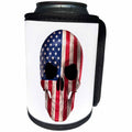 3dRose Carsten Reisinger - Illustrations - Patriotic Skull with American Flag Imprinted - Can Cooler Bottle Wrap (cc_268565)