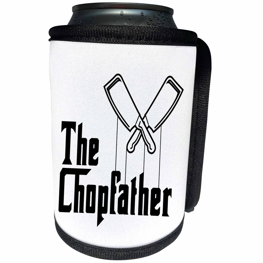 3dRose Carsten Reisinger - Illustrations - The Chopfather Fun Kitchen Chef Design Culinary Master - Can Cooler Bottle Wrap (cc_268569)