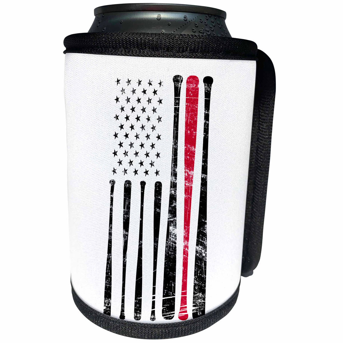 3dRose Carsten Reisinger - Illustrations - American Flag Baseball Bats USA Patriot - Can Cooler Bottle Wrap (cc_268570)