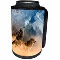 3dRose Wolves - Two Wolves Howling In The Night - Can Cooler Bottle Wrap (cc_268572)