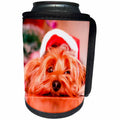 3dRose Dogs - Terrier With Santa Hat - Can Cooler Bottle Wrap (cc_268579)