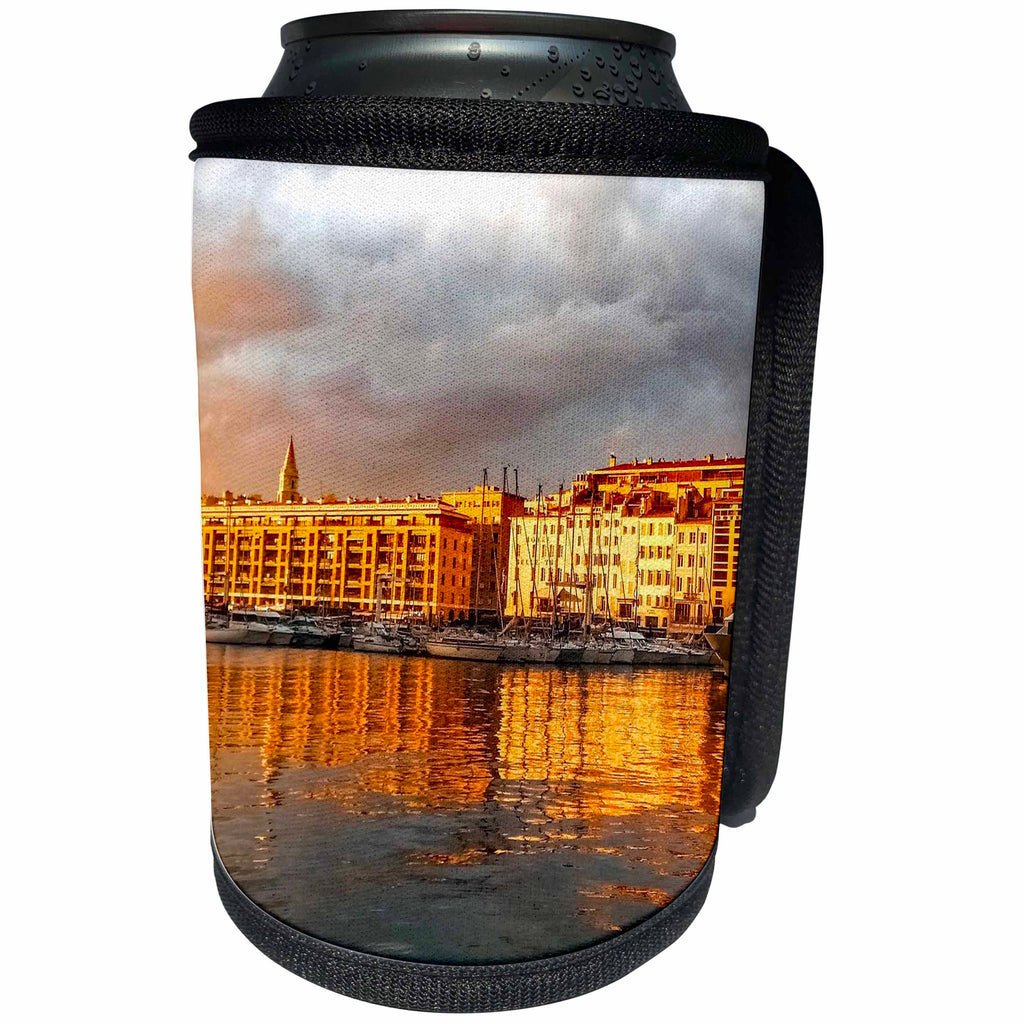 3dRose Cities Of The World - Marseille Harbor In France - Can Cooler Bottle Wrap (cc_268592)