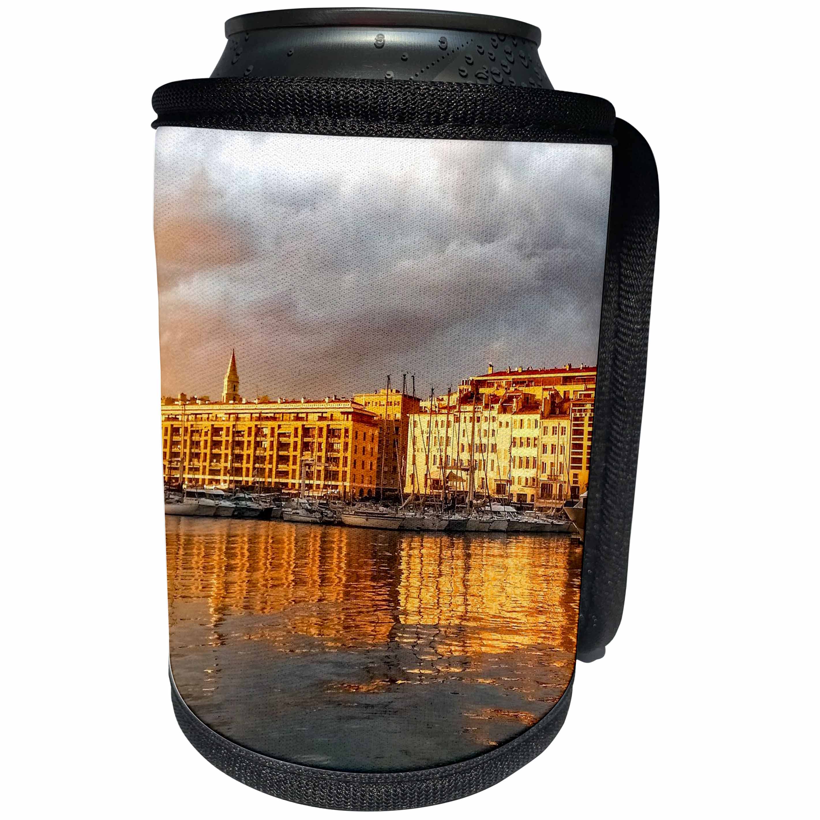 3dRose Cities Of The World - Marseille Harbor In France - Can Cooler Bottle Wrap (cc_268592)
