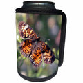 3dRose Beverly Turner Butterfly Photography - Pearl Cresent Butterfly in Flight - Can Cooler Bottle Wrap (cc_26860)