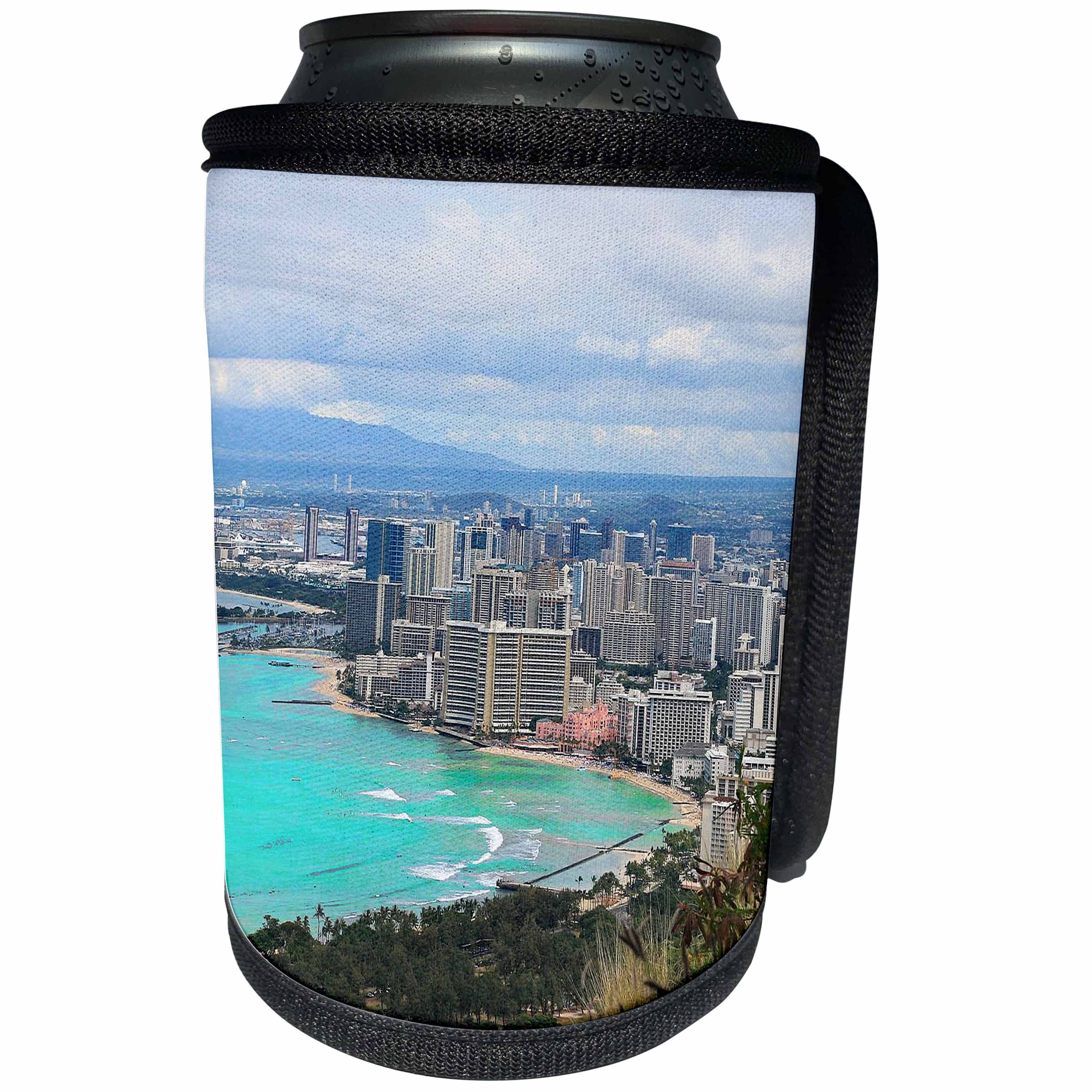 3dRose Cities Of The World - Waikiki Beach In Honolulu, Hawaii - Can Cooler Bottle Wrap (cc_268608)