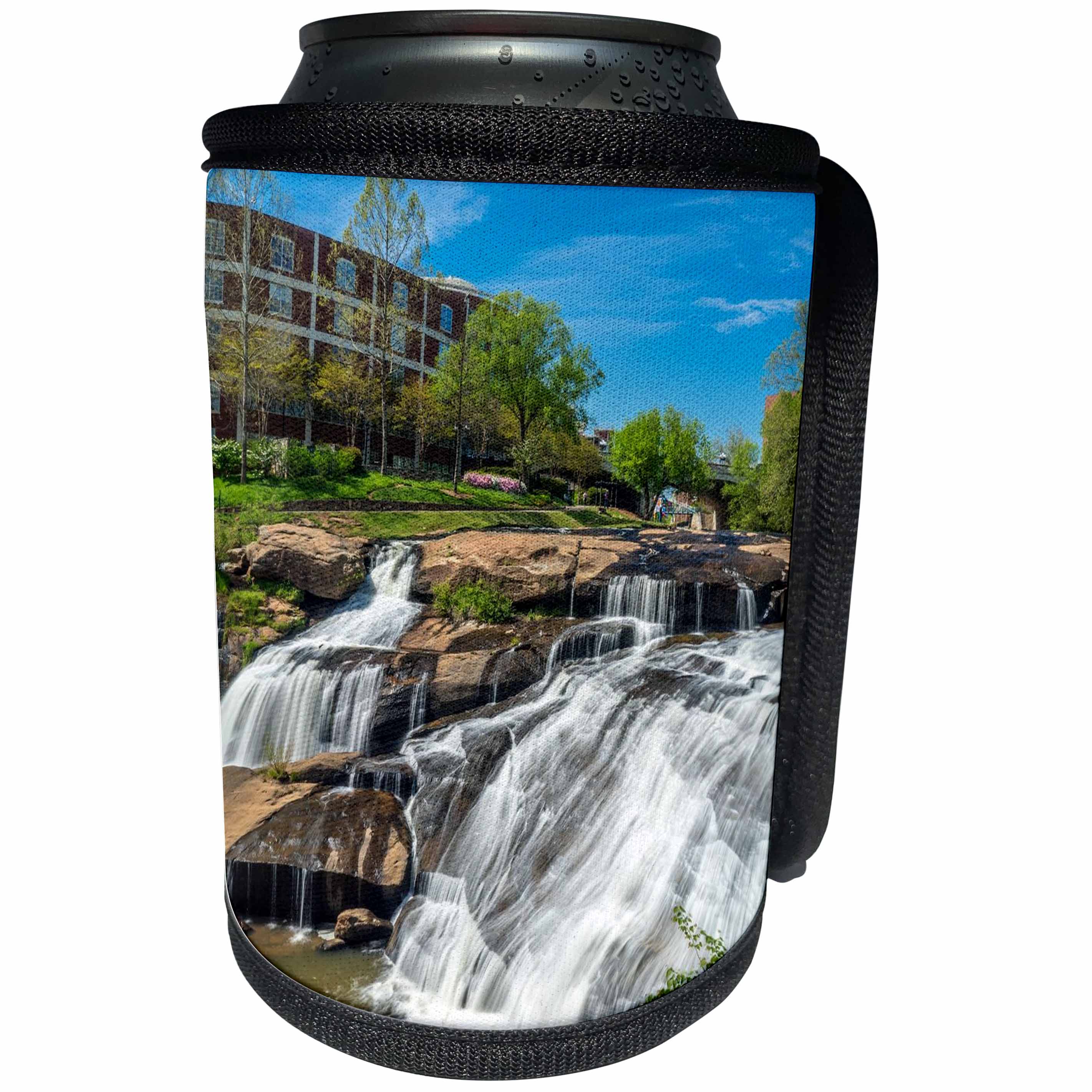 3dRose Cities Of The World - Greenville Falls Park, South Carolina - Can Cooler Bottle Wrap (cc_268629)